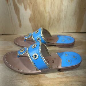 Jack Rogers Hollis Blue and Gold Sandals Women’s Size 7.5